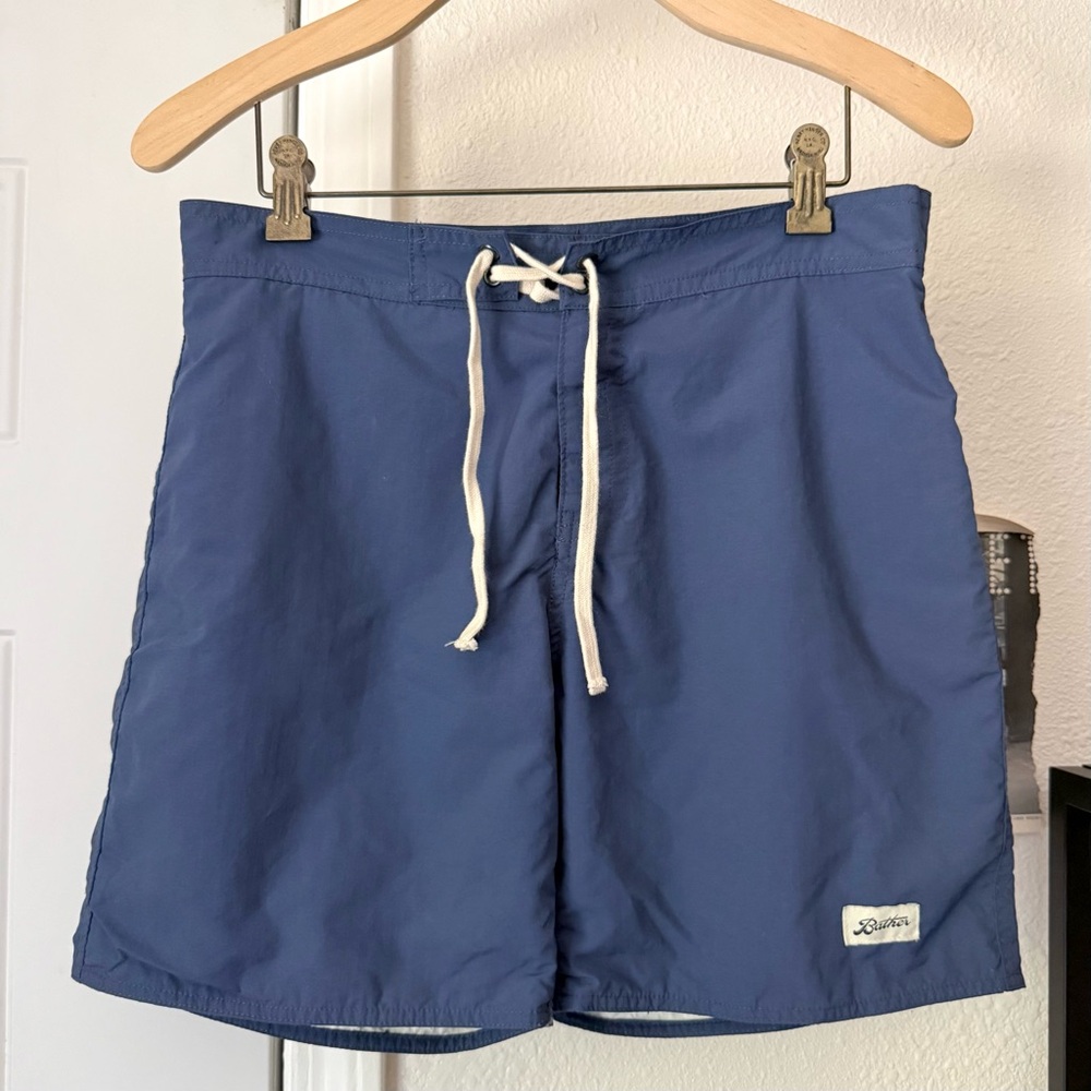 BATHER blue nylon beach swim summer drawstring shorts trunks
